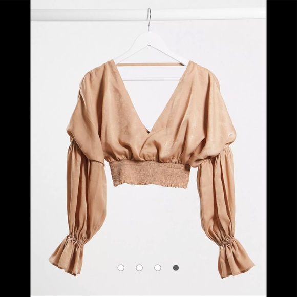 ASOS Tops - ASOS DESIGN shirred crop top with blouson sleeve